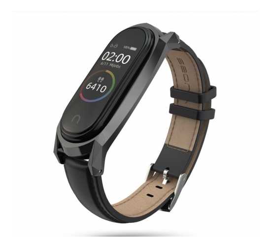 Pasek Xiaomi Mi Band 5 ze skóry naturalnej HERMS opaska (czarny)