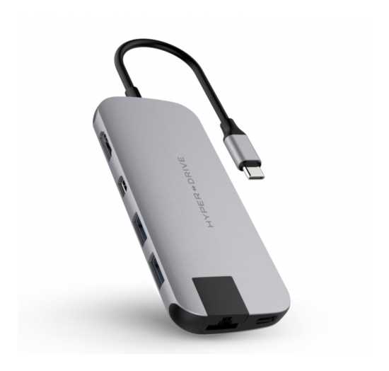 Adapter USB-C Hub HyperDrive SLIM 8-in-1 USB-C (szary)